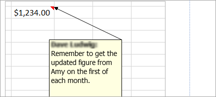 Add note to your spreadsheet