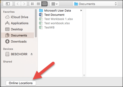 The File Open menu looking at the On my Mac view.