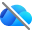 Blue cloud icon with a line through it.