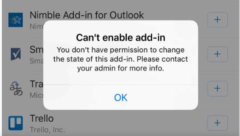 Shows an error message titled "Can’t enable add-in".
