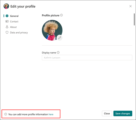 Screenshot that shows edit your profile.