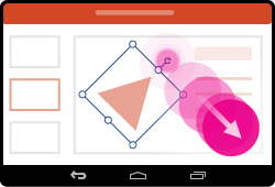 Drag the rotation handle to rotate an object on Android