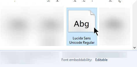 When you look up a font in Control Panel, you can check whether the font can be embedded.
