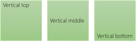 Screenshot showing the three vertical text-alignment options: top, middle, and bottom
