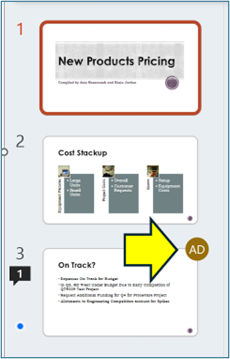 Screenshot showing the PowerPoint Collaboration Screen with identity icon