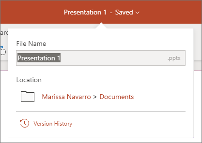 Screenshot showing clicking the file name in the center of the title bar near the top of the browser window.