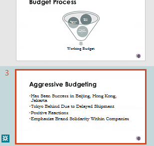 Screenshot showing the revision highlighting in the thumbnail pane of PowerPoint