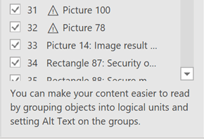 Screenshot showing the tip appears at the bottom of the Reading Order pane.