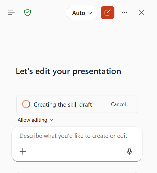 Screenshot that shows Copilot processing a recorded workflow to create a skill draft.