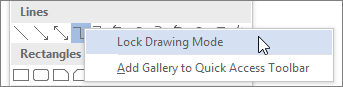 Selecting Lock Drawing Mode