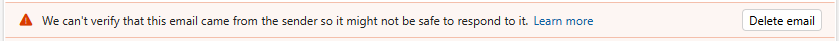 We cant verify that this email came from the sender so it might not be safe to respond to it.