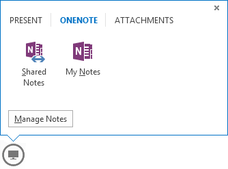 OneNote tab with Shared Notes and My Notes options