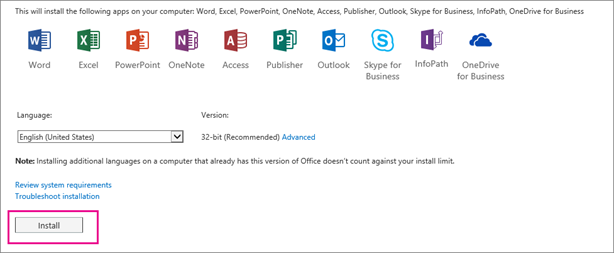 This is what youll see if your version of Skype for Business is bundled with other Office applications.