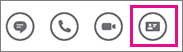 Quick actions bar with contact card selected