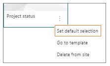 Screenshot of the More options menu for a page template with Set default selection selected.