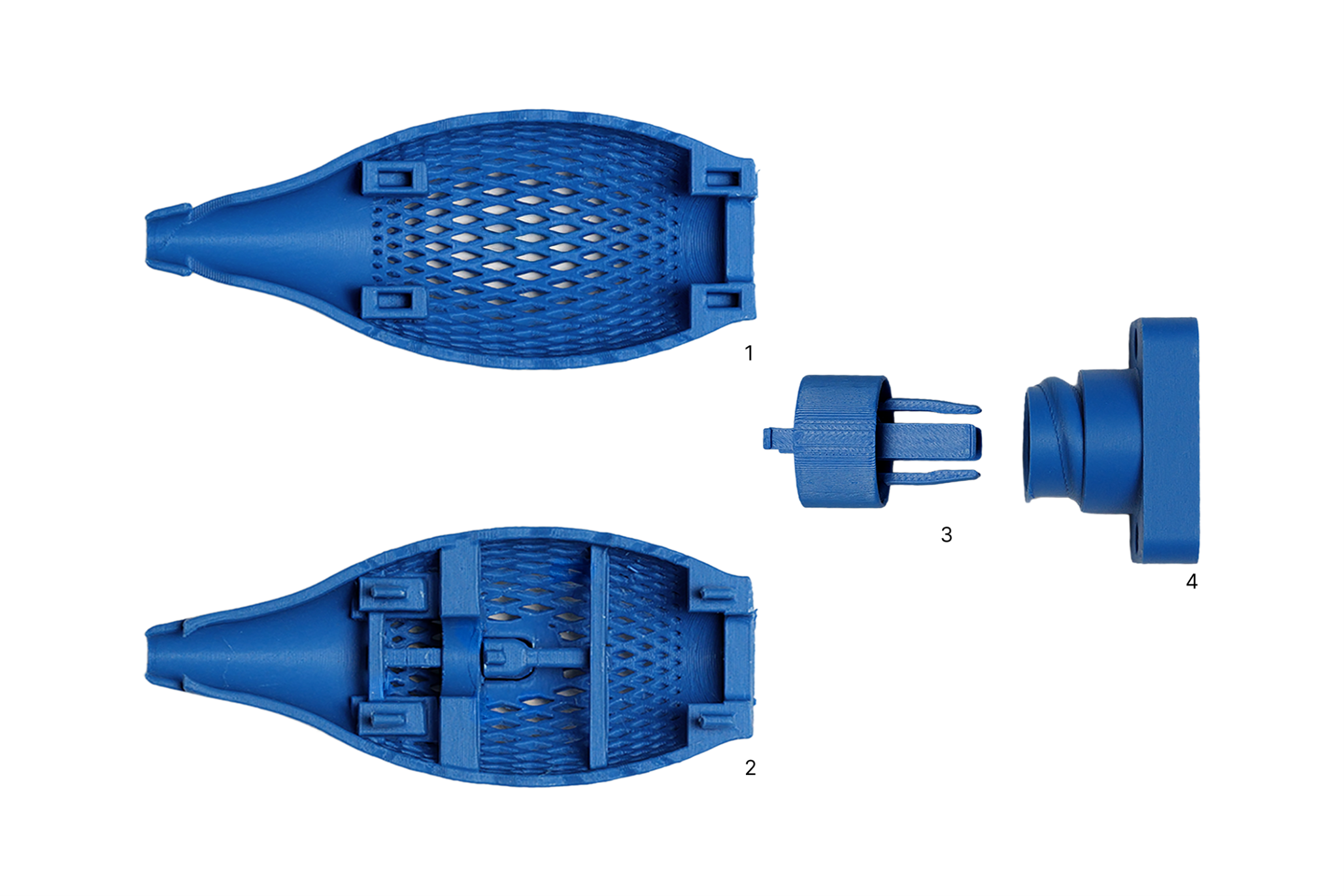 Printed Surface Slim Pen grip assembly parts labeled 1, 2, 3, and 4.