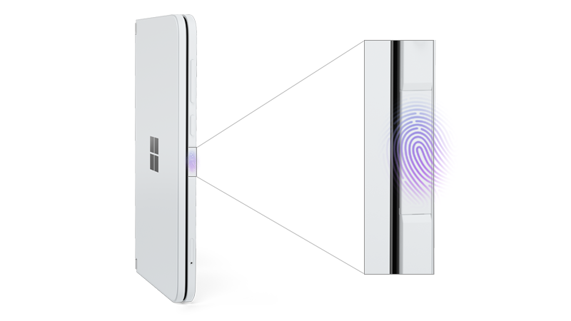 Surface Duo with fingerprint reader called out