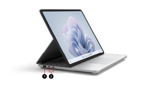 Screenshot showing the location of ports on the Surface Laptop Studio 2.
