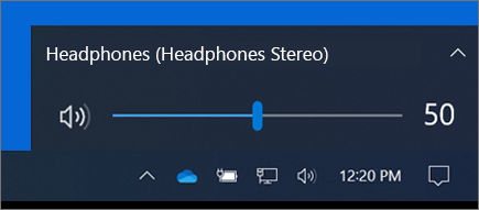 The volume control on the taskbar.