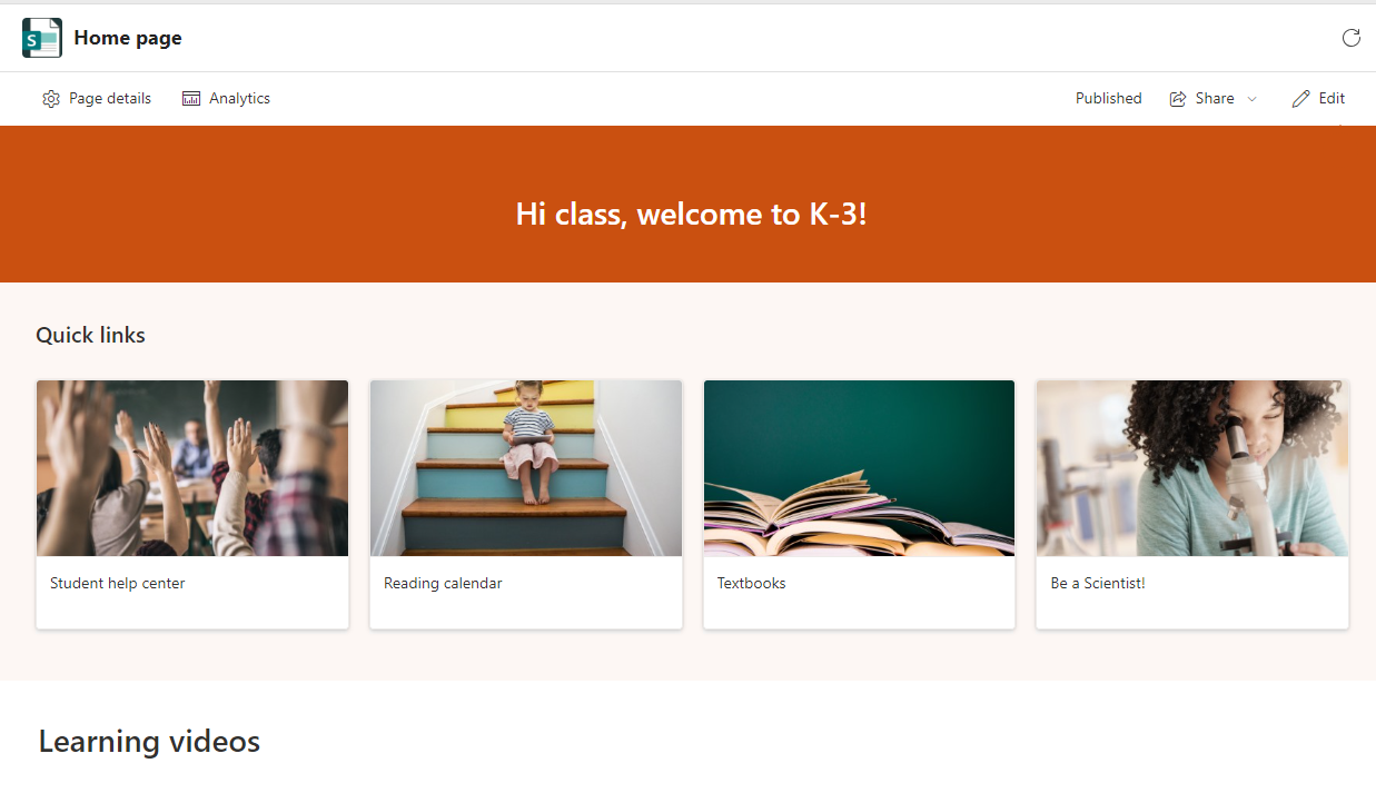 home page