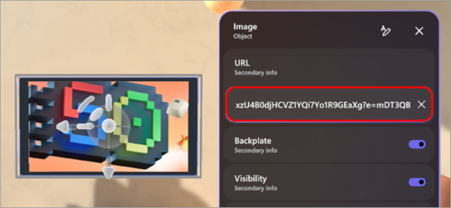 Screenshot showing how to add a URL to a custom object in Immersive events.