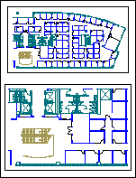 Screenshot of a CAD drawing saved in paper space that shows two views of the same floor plan