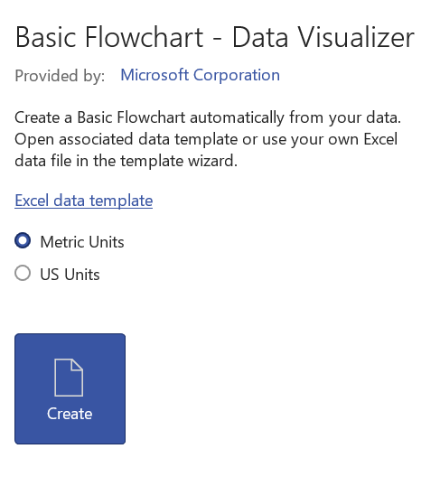 Screenshot of the excel data template