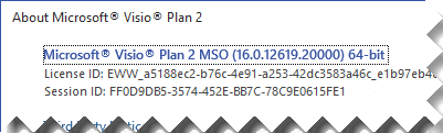 The About Visio dialog box specifies which version of Visio you are using.