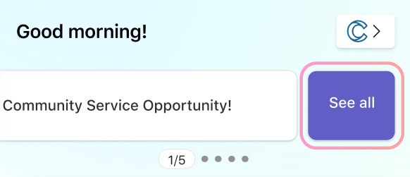 Screenshot showing the see all button in announcements.