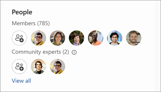 Screenshot of the People module on the right rail.
