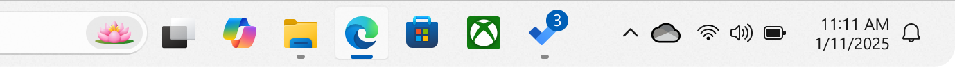 Screenshot of the Windows taskbar with an app showing a badge.