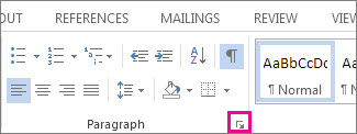 Paragraph dialog box launcher