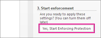 Restrict Editing pane with Yes, Start Enforcing Protection highlighted