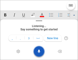 Screenshot of Dictation on Android Phone.