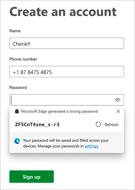 Password Generator drop-down