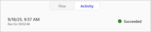 Shows the "Flow" and "Activity" tabs, with the latter highlighted.
