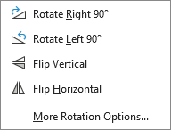 Screenshot of rotate object options.