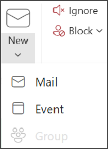 Shows New icon in new Outlook on left side.