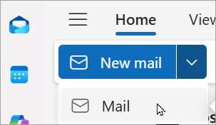 Select new mail > mail to compose a new message