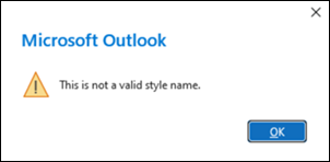 Outlook valid style error
