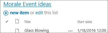 List Web Part with arrow pointing at the title link.