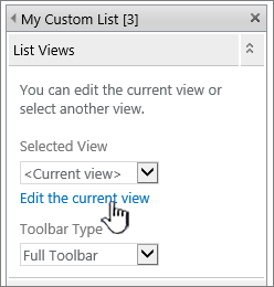 List views property pane