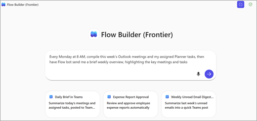 Shows the prompt box for Flow Builder, with a prompt typed in.