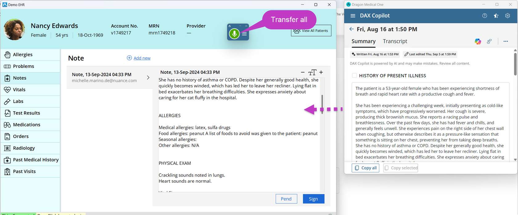 Image showing the arrow pointing to the entire summary with voice command in the checkbox