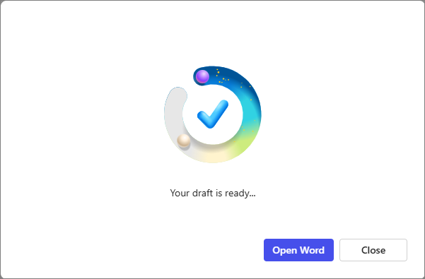 Open Word dialog in Copilot Pages