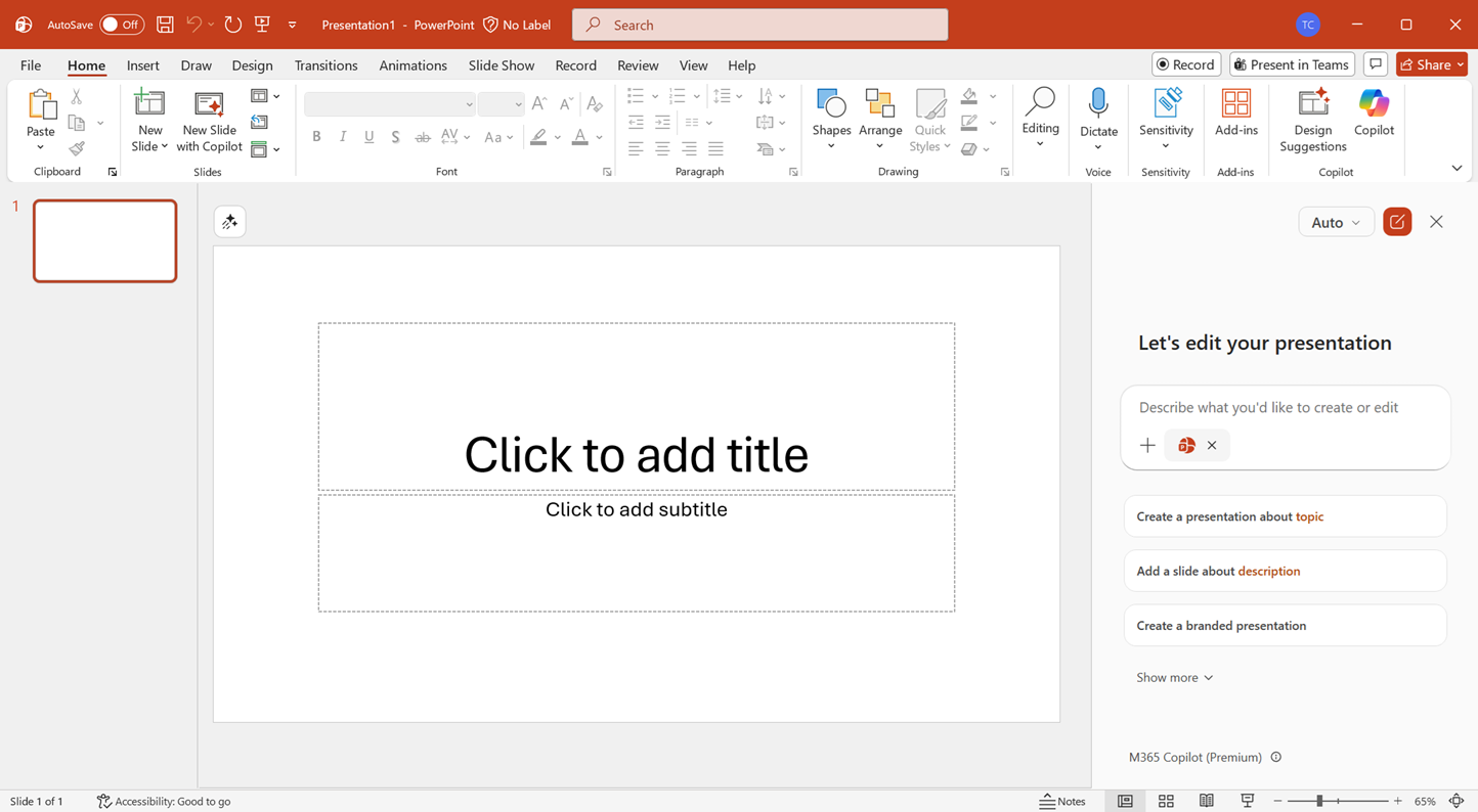 Edit with Copilot in PPT Prompt Box April 15 2026 GA