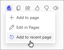 Add to recent page option in Copilot Pages