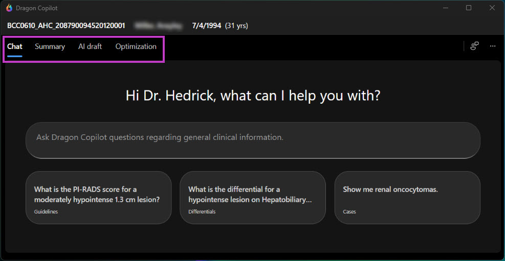All tabs marked in Dragon Copilot
