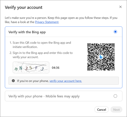 Rewards QR verification screen