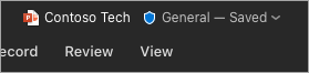Screenshot of the title bar showing the file's sensitivity label.